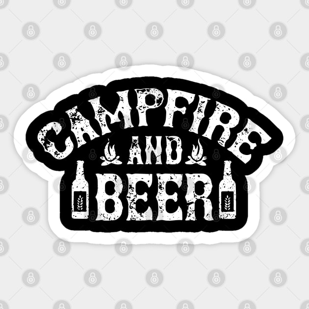 Campfire And Beer Camping Sticker by ZimBom Designer